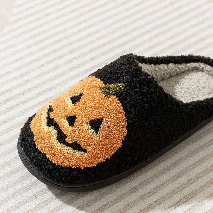 Cute Funny Halloween Womens Slippers Cartoon Pumpkin Indoor Warm Soft Sole Comfy Slipper Breathable Leisure Home Plush Shoes S260305