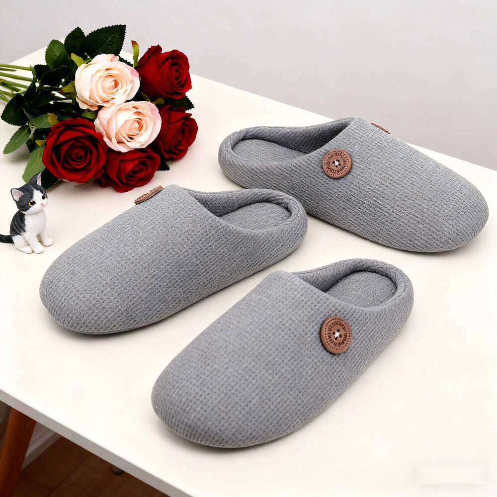 Litfun Winter Cotton Slippers For Men Women Anti-slip Home Durable Cozy Warm Slides Deep Memory Foam Breathable Slipper
