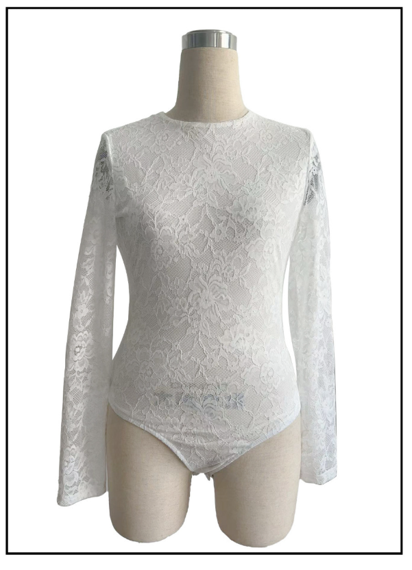 2026 Spring/Summer Women's One-Piece Bodysuit sexy New Lace Long Sleeve Slim Fit