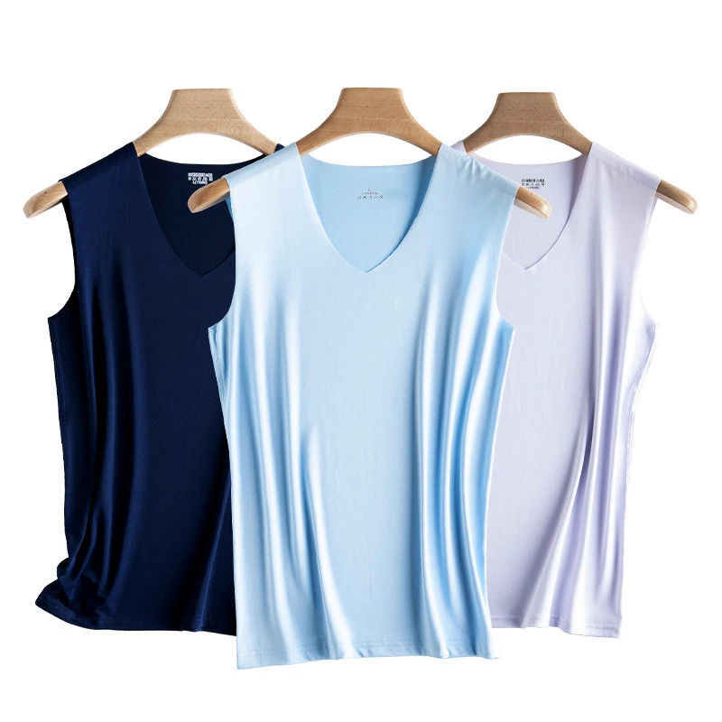 Silk Tank Tops Seamless Mens Vest Sleeveless Sport Bodysuit Vest For Men Clothing Plain Casual Summer Tank Undershirts Cool Gym 260306