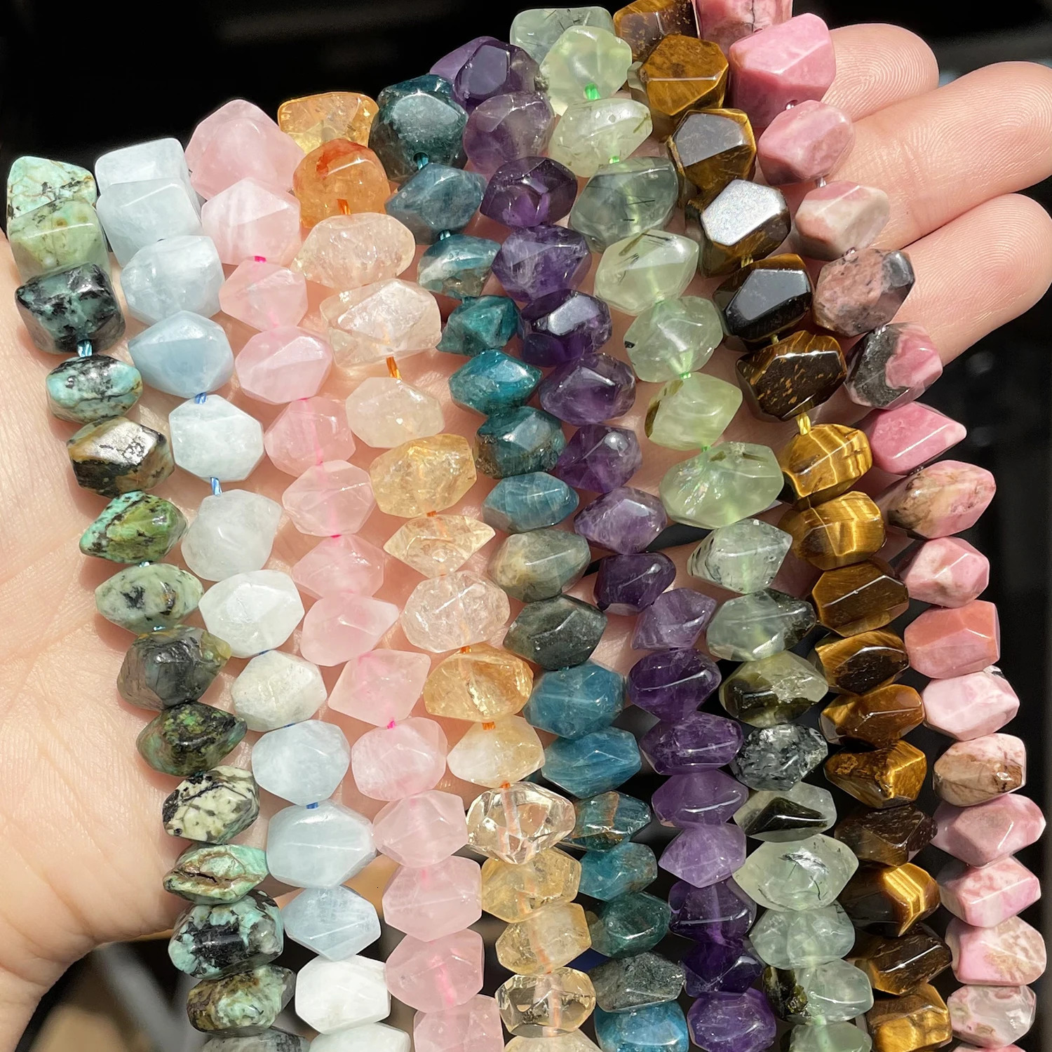 Natural Irregular Special Cut Tiger Eye Amethysts Rhodonite Stone Beads for Jewelry Craft Making Diy Bracelet Accessories 260302