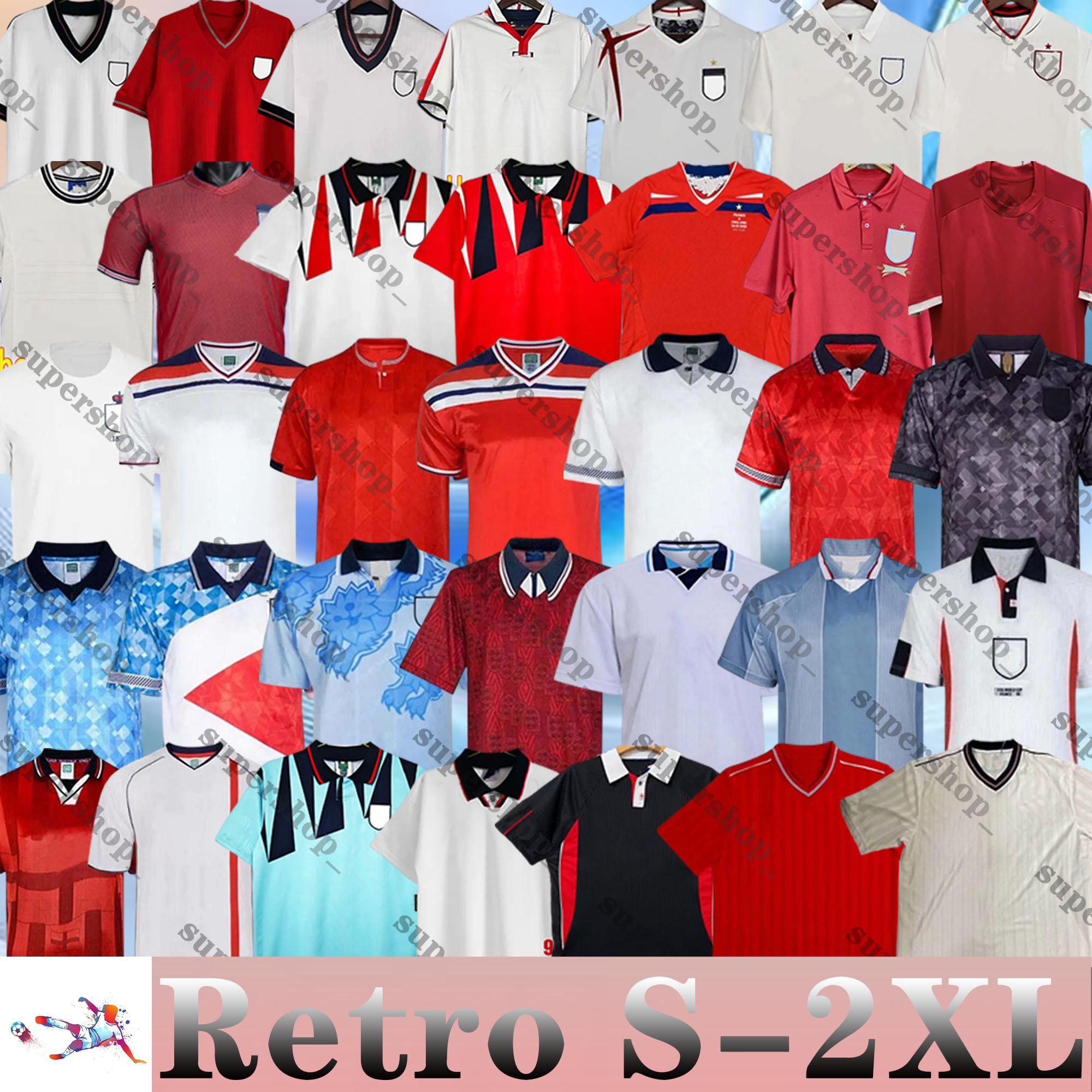 82 94 98 02 03 96 07 08 89 Englands soccer jerseys Blackout GASCOIGNE England Retro adult football shirt BARNES 1990 2000 2010 mash up FOWLER ROBSON SCHOLES