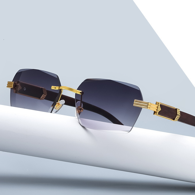 Top Luxury Fashion Sunglasses With Wooden Handle And Metal Designer Sunglasses For Outdoor Bicycles European And American Irregular Square Fashion Sun