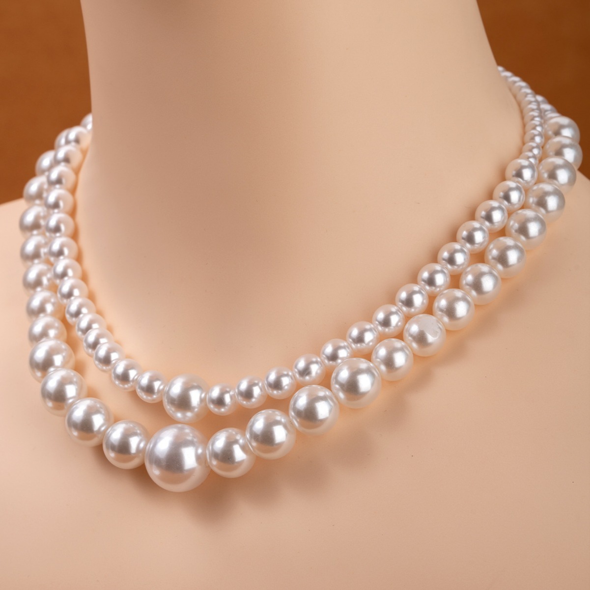 Light Luxury Versatile High-End Accessories European And American Elegant Socialite-Style Pearl Double-Layer Necklace, Bracelet, And Earrings