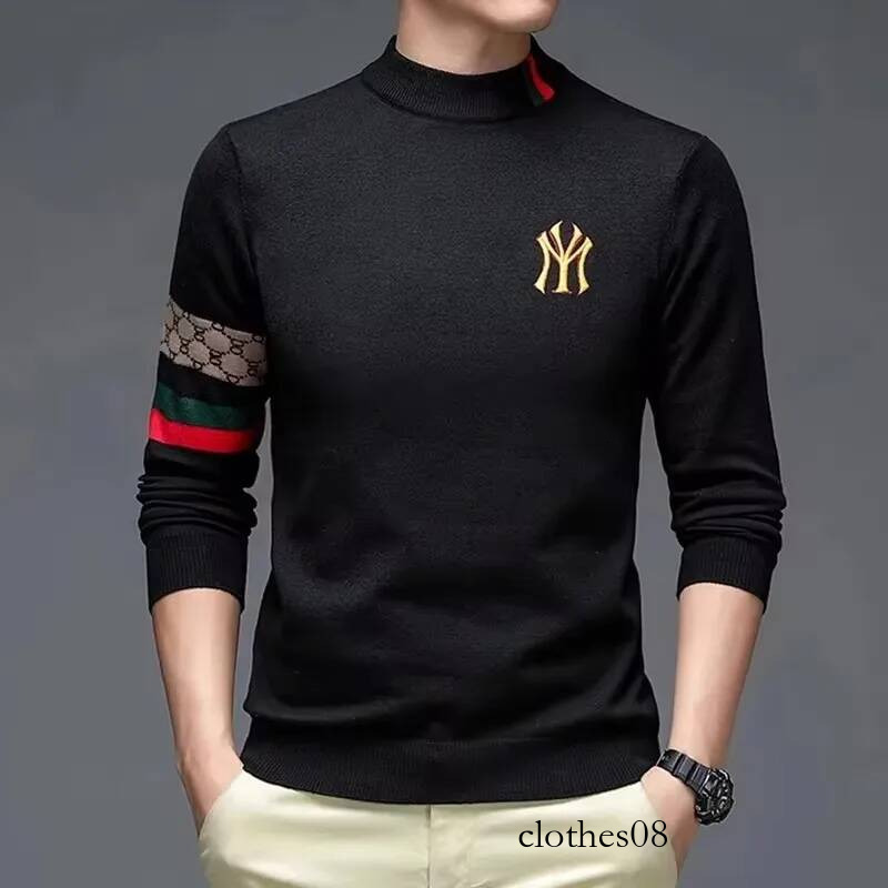 High end luxury designer brand embroidery sweater round neck knitted pullover autumn and winter fashion men's clothing