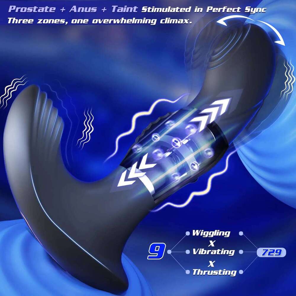 HESEKS Remote Control Wiggling Prostate Massager with Beaded Thrusting Ring Vibrating Anal Butt Plug Adult Sex Toys for Men 18+ W260305
