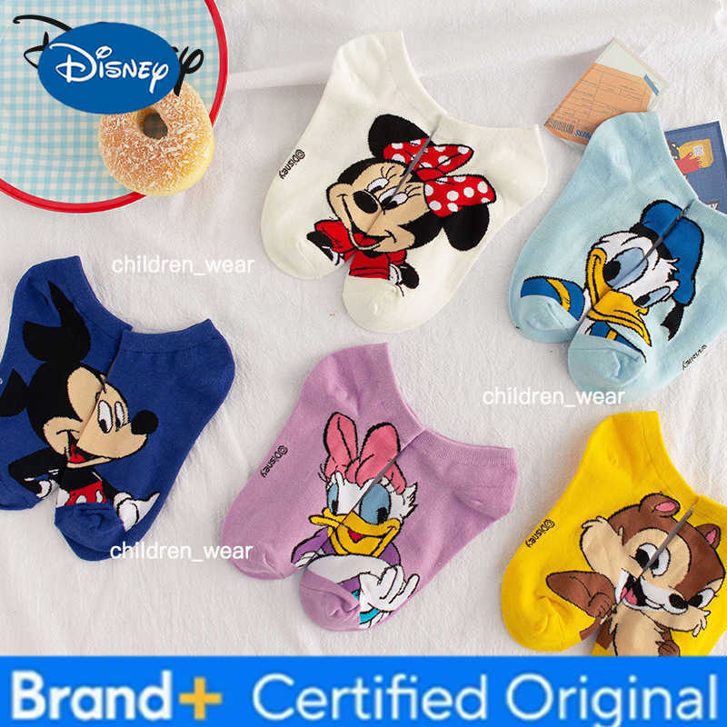 Disney Women 1pair Boat Socks Mickey Mouse Cute Cartoon Japanese Korean Sweet Cotton Socks Spring and Summer Short Tube Socks H260306