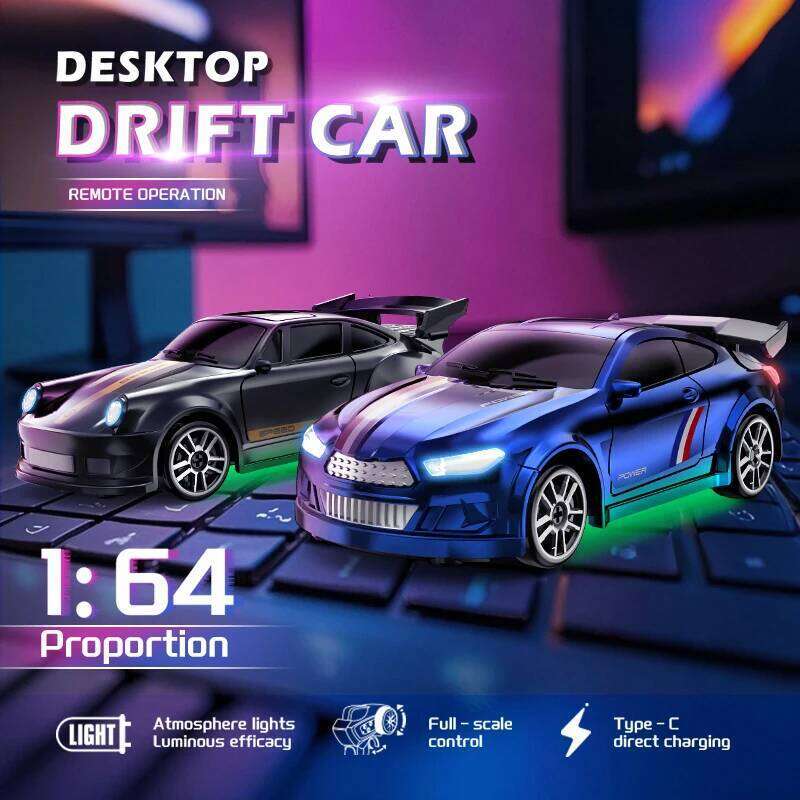 1/64 Scale Drift 2.4Ghz Desktop Mini Racing ESP Remote Contrl Car Model 4WD RC Vehicle Toys for Adults Children's Gifts C260305