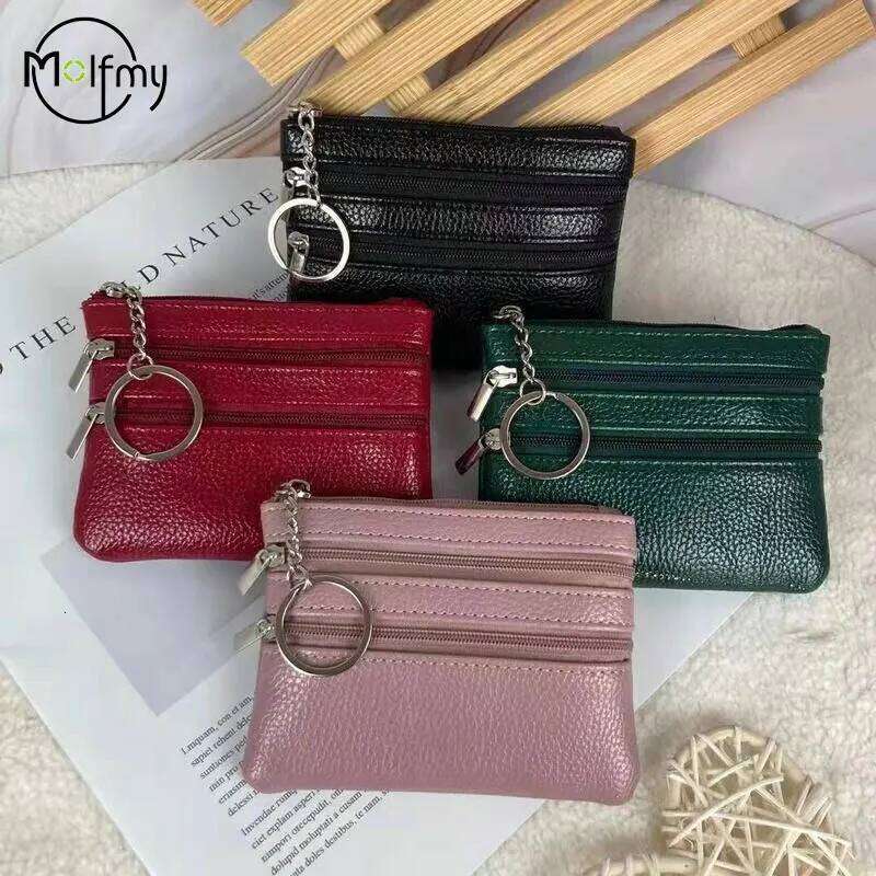 Women Coin Purse Lightweight Small Wallet Change Purses Double-layer Zipper Money Bags Children Mini Wallets Leather Key Holder C260304