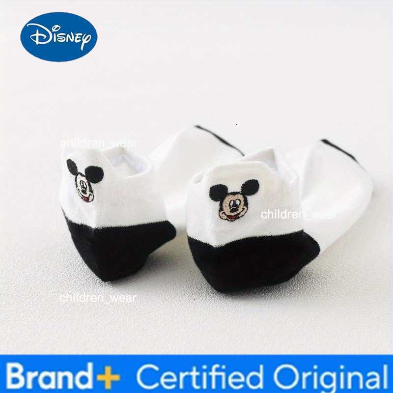 Disney 5 Pairs Kids Mickey Mouse Socks Classic Black White Soft Breathable Cartoon Socks for Boys Girls H260306