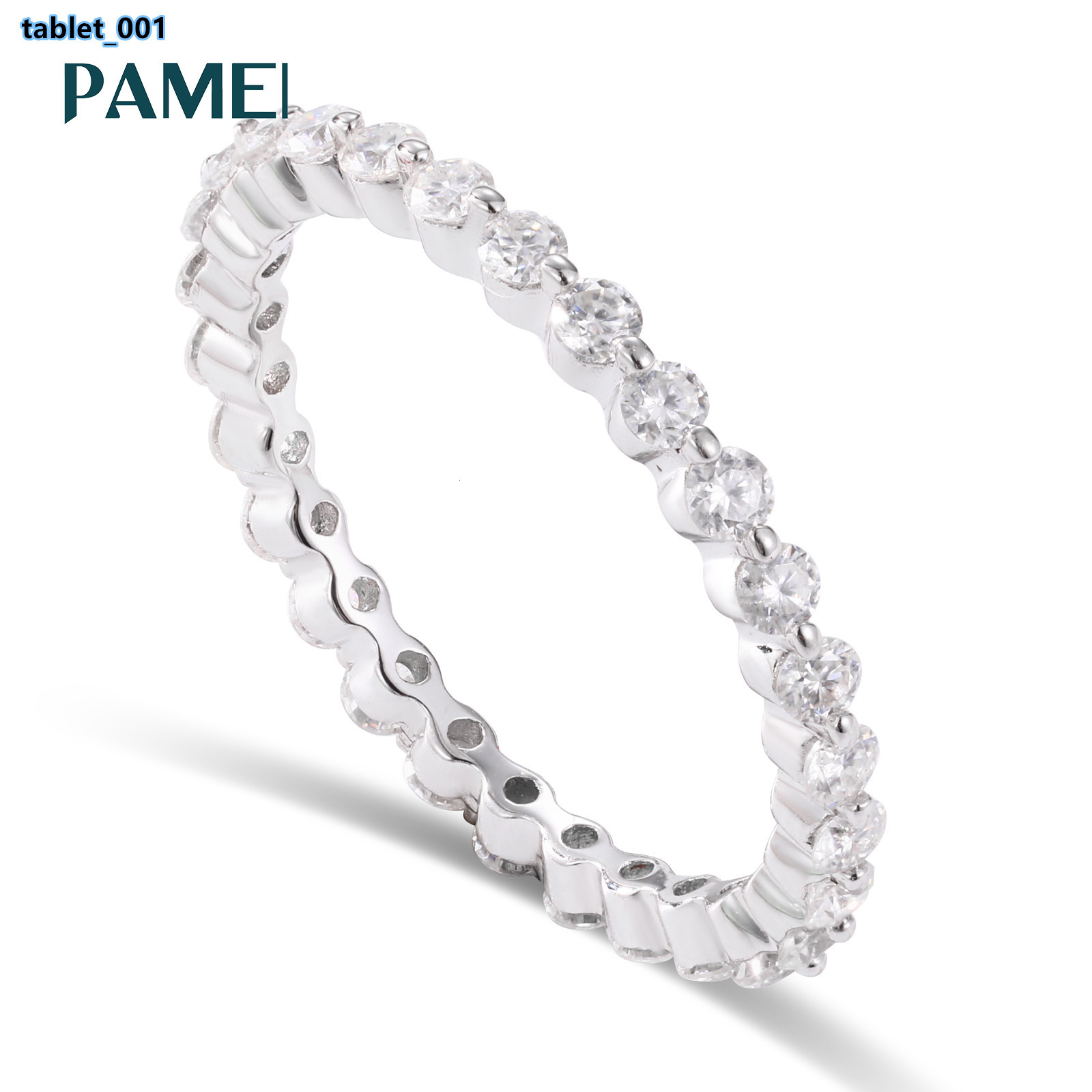 Fashion 925 Sterling Silver Eternity Ring Daily Wear Round VVS Moissanite Diamond Stackable Sparkling Jewelry Ring