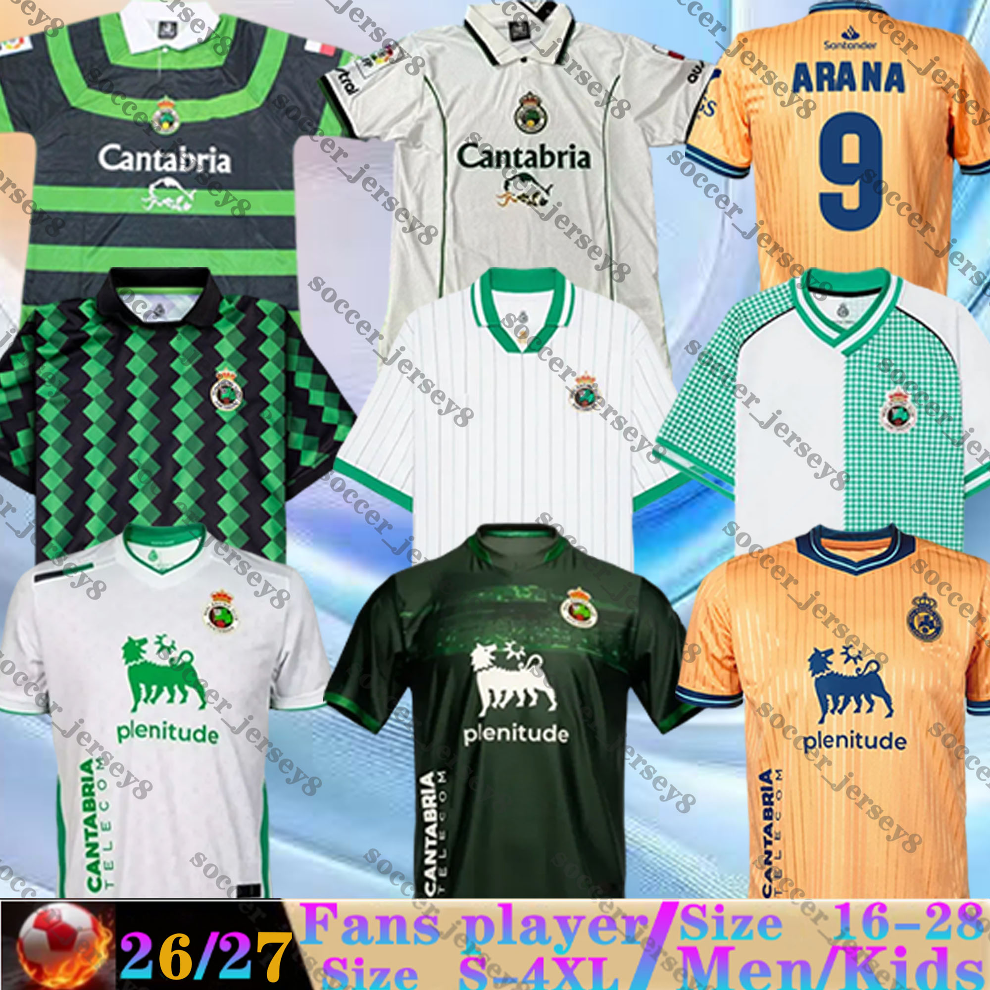 25 26 Camiseta Racing de Santander Soccer Jerseys Retro 1999 VILLALIBRE ANDRES VICENTE JEREMY ARANA 2025 2026 Football Shirts FACU CANALES Fans Men Uniforms kids kit