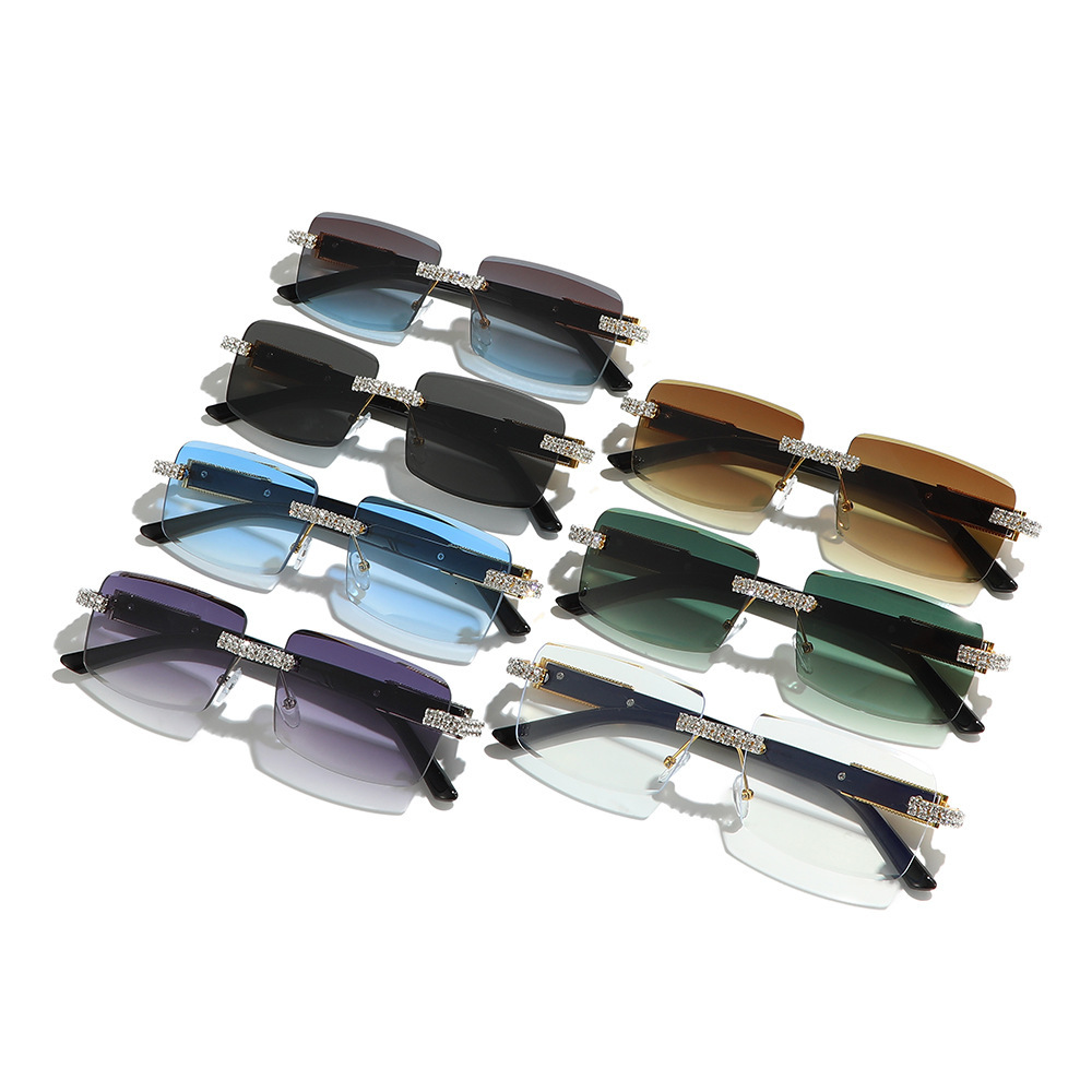 Luxury Diamond Inlaid Sunglasses Fashion Trend Diamond Cutting Edge Square Outdoor Bicycle Sunglasses Hip Hop Designer Sunglasses Street Style Sunglas