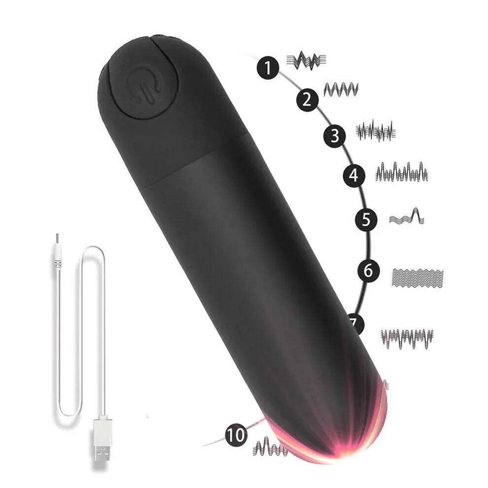 USB Charge 10-Speed Mini Bullet Vibrator Rechargeable Wireless Vibrating Anal Plug Clitoral Stimulator Adult Sex Toys for Women W260305