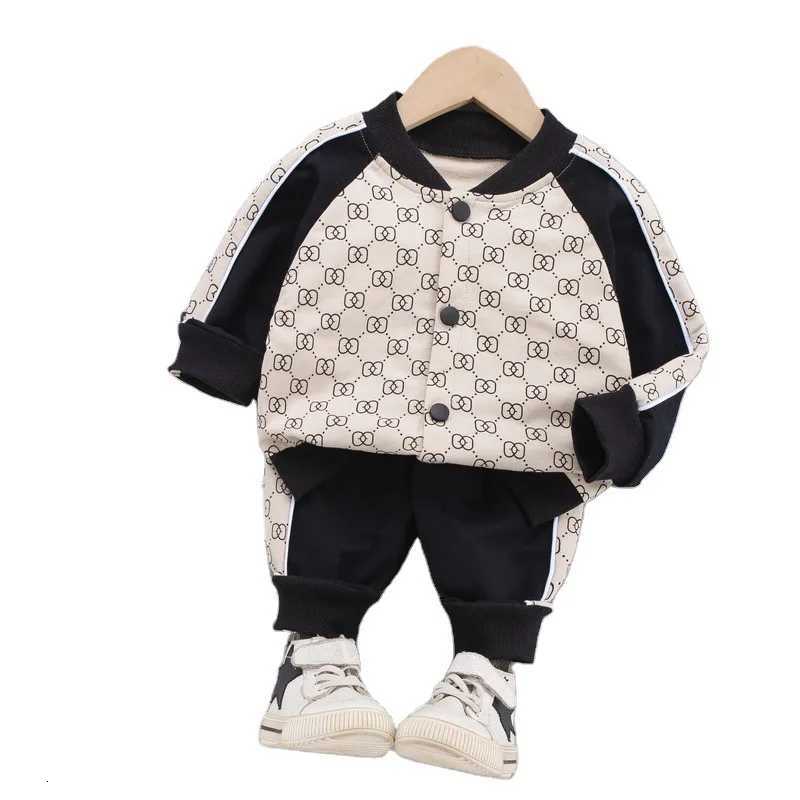 Kids Monogram Tracksuits 2Pcs, Spring Autumn Cotton Baseball Jacket & Pants Set, Toddler Boys Fashion Sports Outfits 2YT260306