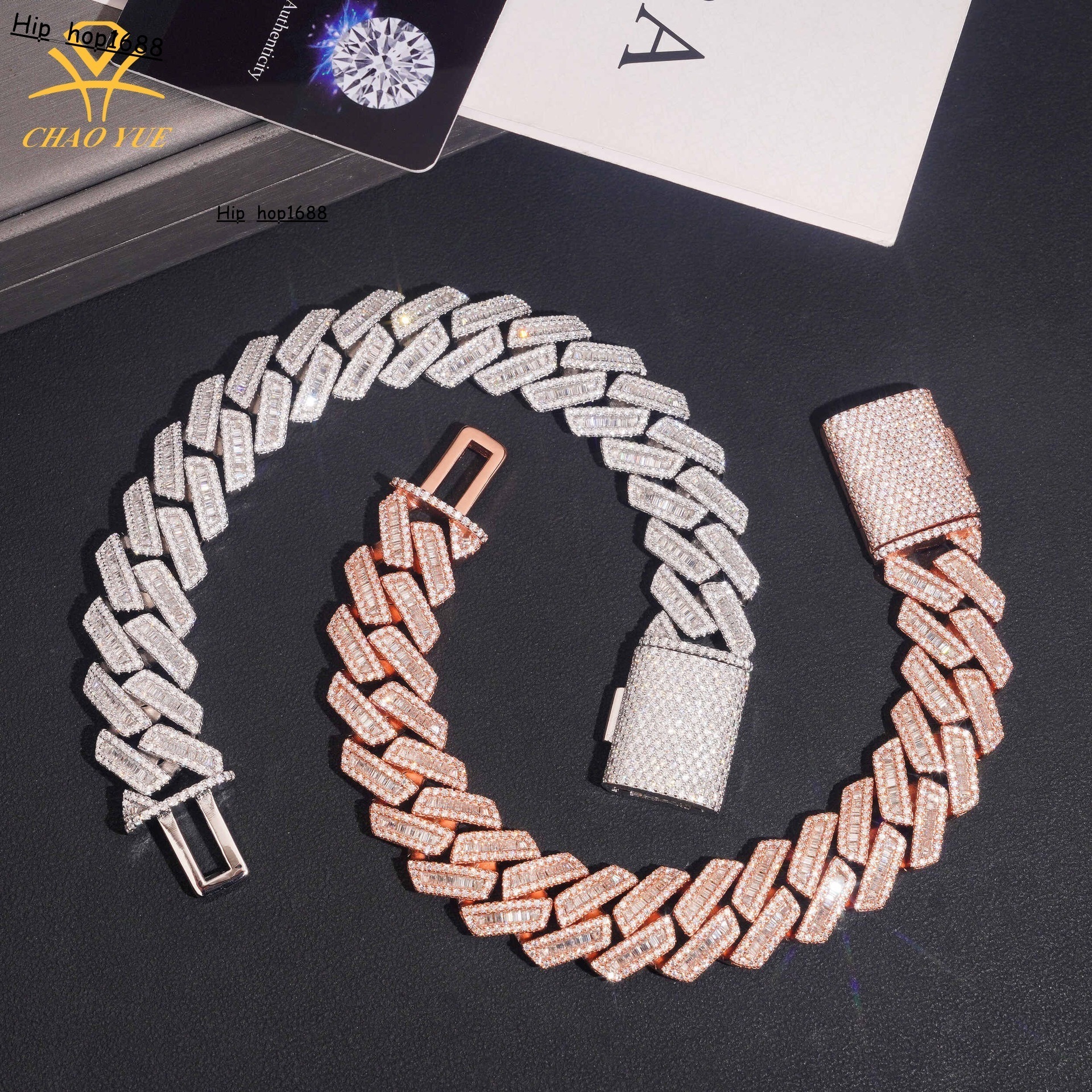 18mm new trapezoidal VVS moissanite Cuban necklace 925 silver unisex party boutique Cuban bracelet
