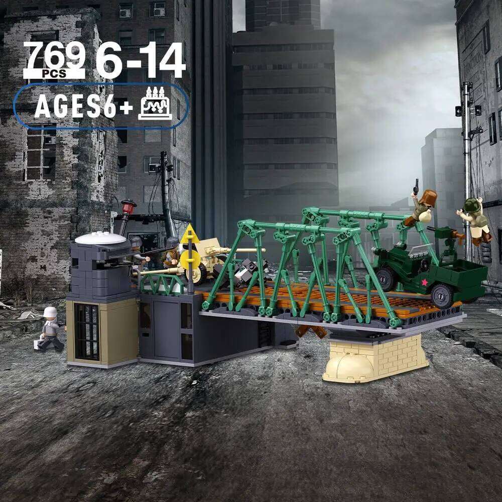 769PCS WW2 Battle Of Budapest Bridge Scene Building Blocks Classic War View Model Bricks Set With Figures Children DIY Toy Gift Z260305