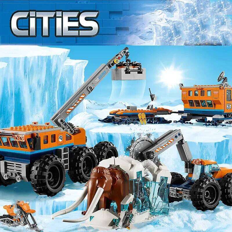 Compatible with City series building blocks Arctic mobile exploration base crane car MOC toys children's Christmas gifts Z260306