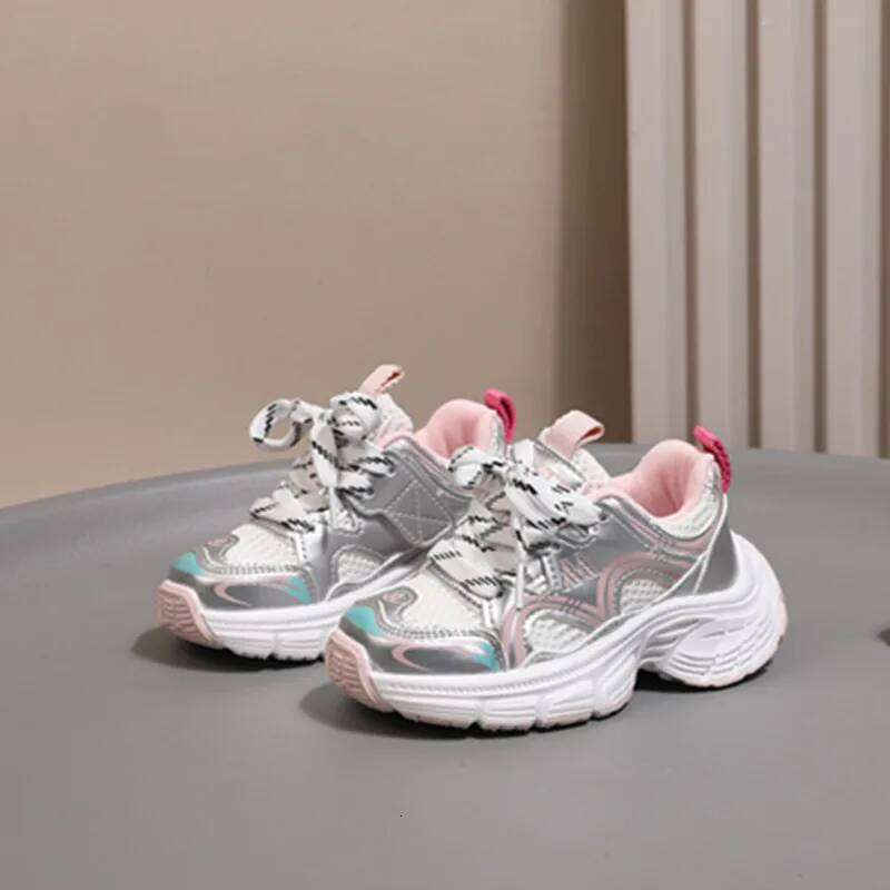 New Spring Children Mesh Breathable Toddler Girls Sport Shoes Outdoor Tennis Soft Sole None-slip Fashion Boys Sneakers 26Y0304