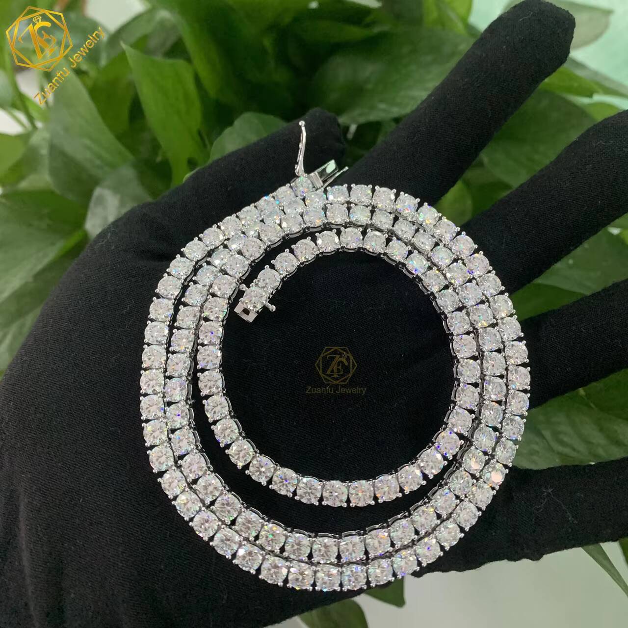 Factory Wholesale Moissanite Jewelry 925 Silver Hip Hop Rock Diamond Chain 2mm 3mm 4mm 5mm 65mm VVS Moissanite Tennis Necklace