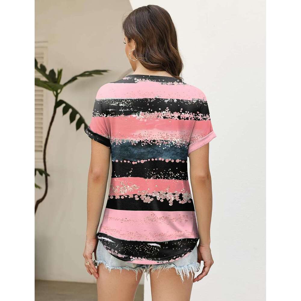 Short Sleeve Shirts Spring for Women 2026 V Neck Designer Criss Cross Tees Womens Summer Tops