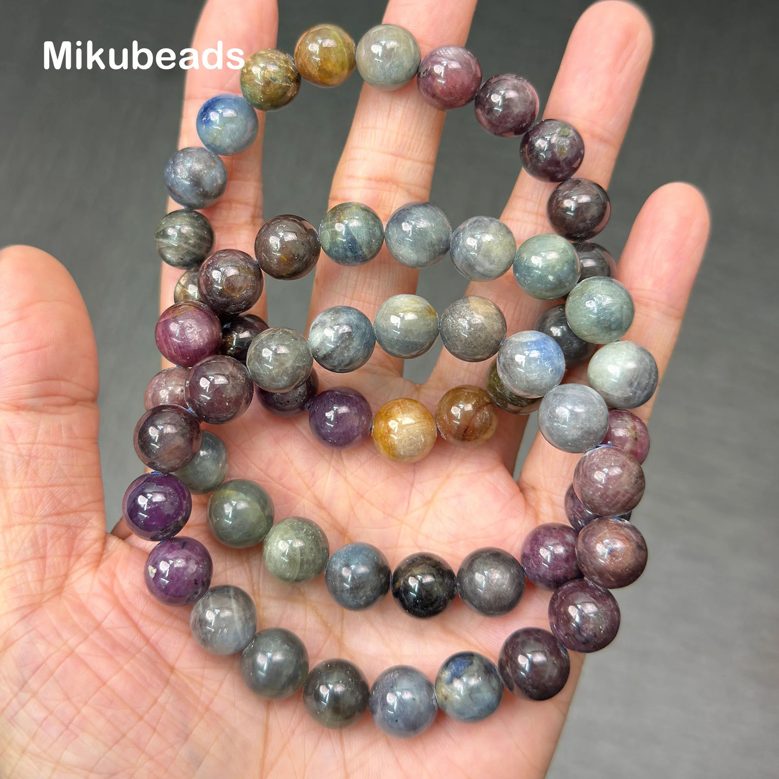 Natural Rare Multicolour Sapphire 9-105mm Smooth Round Loose Beads For Making Jewelry DIY Necklace Bracelet Or Gift Wholesale 260302