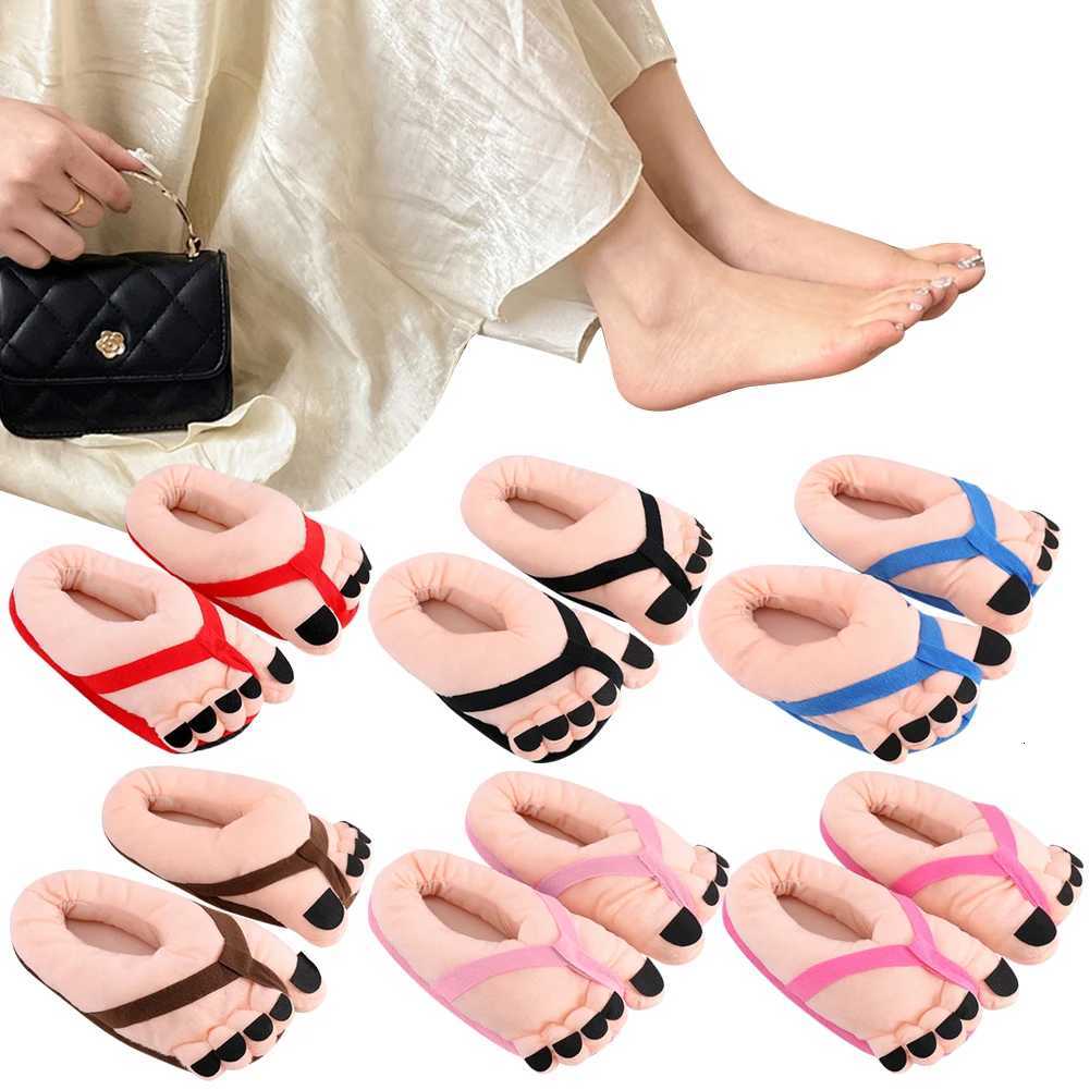 Funny Big Toe Shoes Cartoon Fuzzy Slippers Non Slip Soft Novelty Slippers Comfortable Fluffy Couple Shoes for Women Adults S260305
