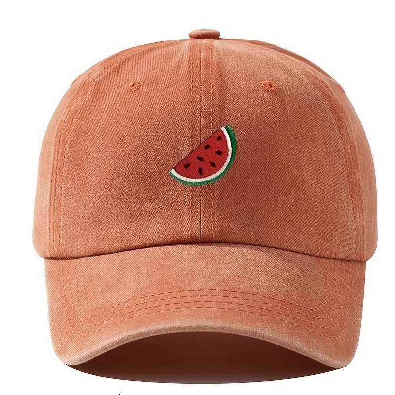 Four season baseball cap with watermelon print pattern for both men and women adjustable duckbill cap for outdoor hiking S260306