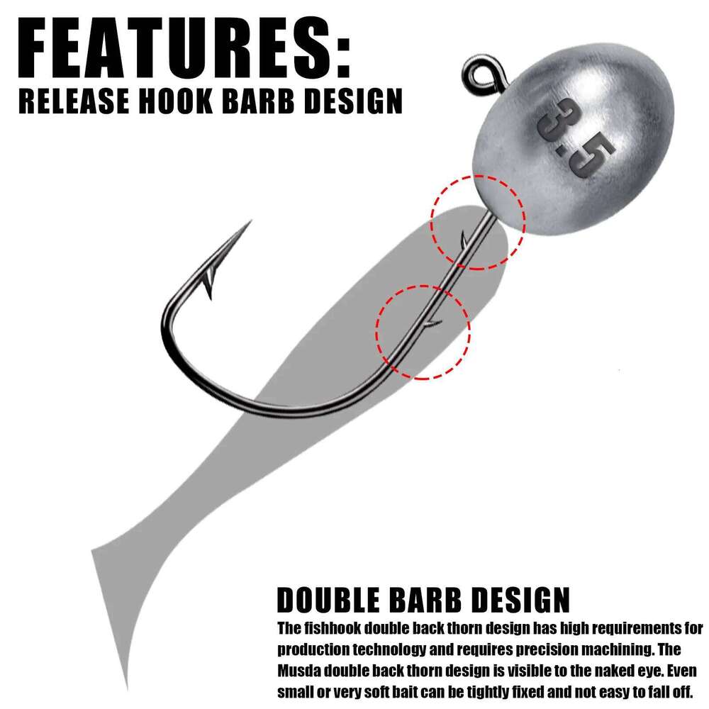 Jig Head Hook Rockfish Ajing Fishing Hooks For Soft Worm Lure Bass Fish Pesca Goods 0.8-7g 5pcs/Bag Pike Trout Accessories S260305