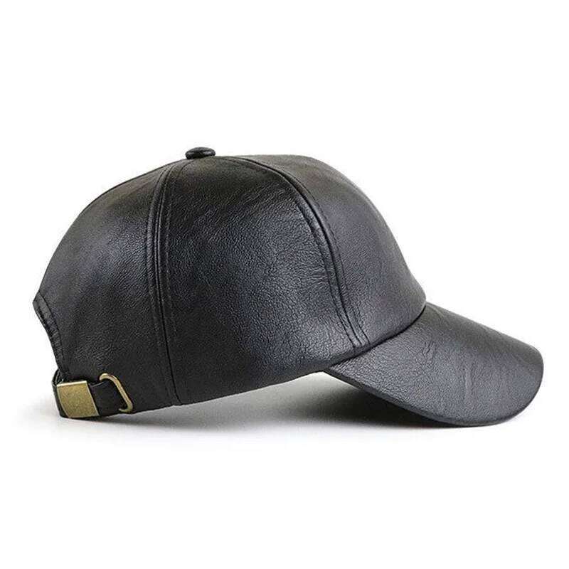 PU Leather Thicken Warm Vintage Baseball cap for Men Autumn Winter Y260304