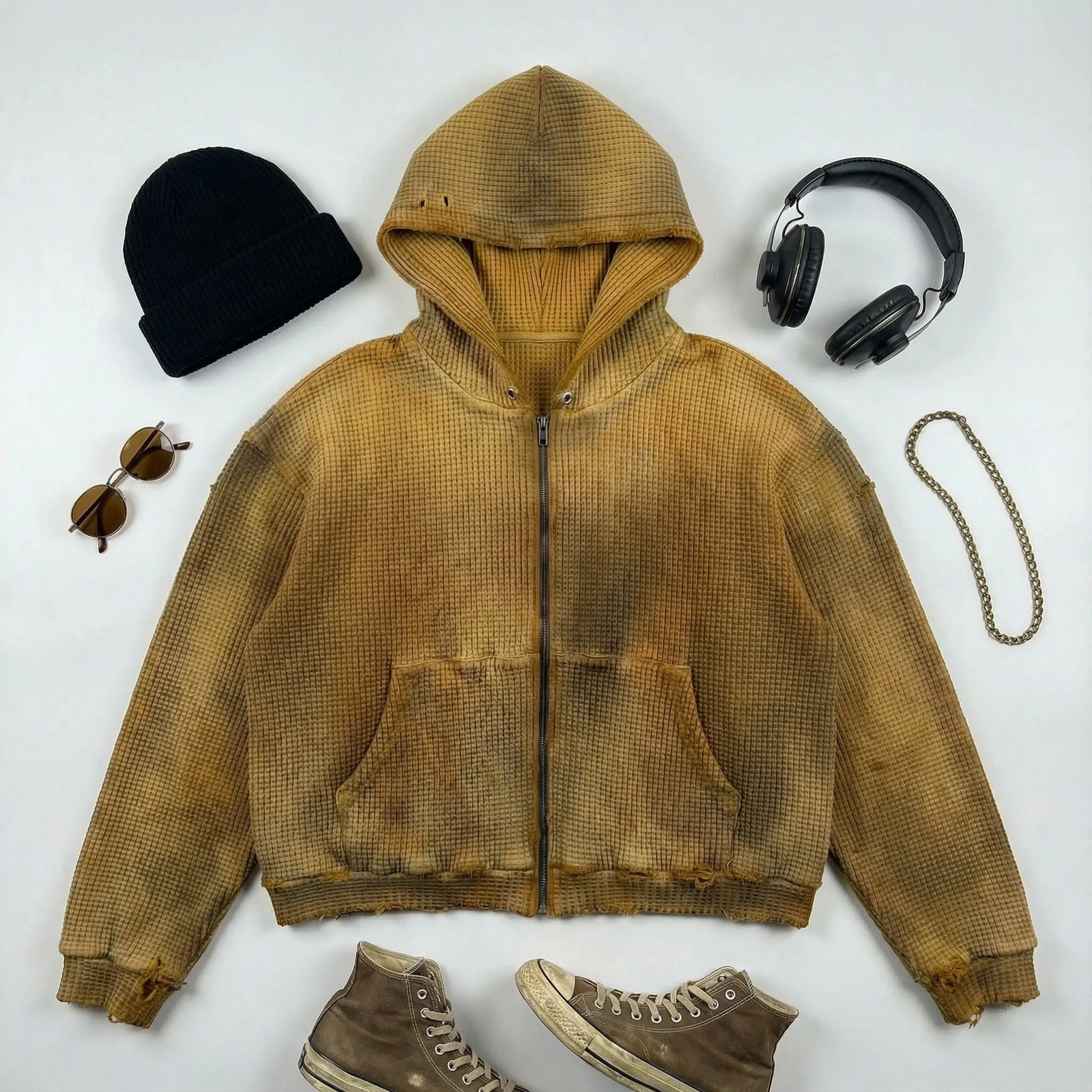 Trendy Retro Corduroy Zip Up Hoodie Men and Womens Brown Oversized Jacket Casual Warm and Stylish Street Style Zip Up Hoodie 260304