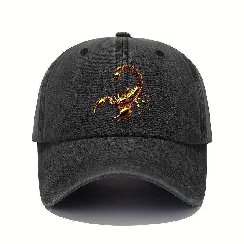 Golden Scorpion Printed Baseball Retro Lightweight Washable Hat Adjustable for Men Y260304