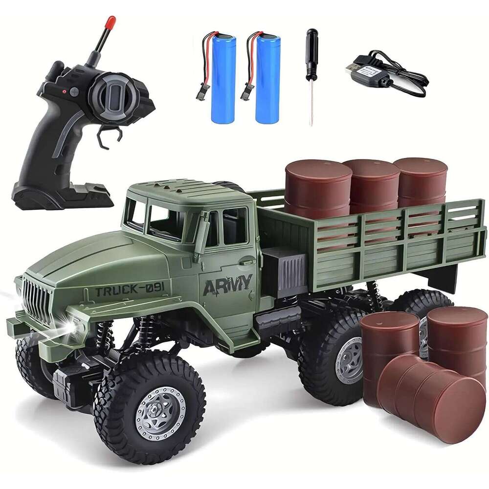RC Military 6x6 Road Car 1/16 Scale Remote Control Truck 4WD All Terrain Rock Army Transport Vehicle Toy Ve C260305