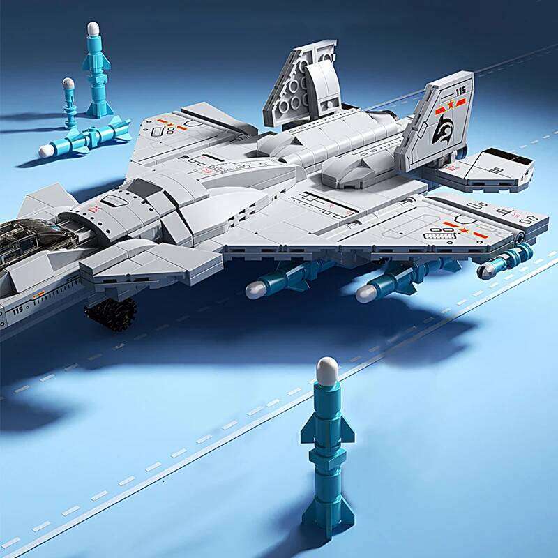 577pcs J-15 Carrier Fighter Jet Military Combat Armed Aircraft Building Blocks Shark Model Plane Bricks Educational Toy For Boys Z260305