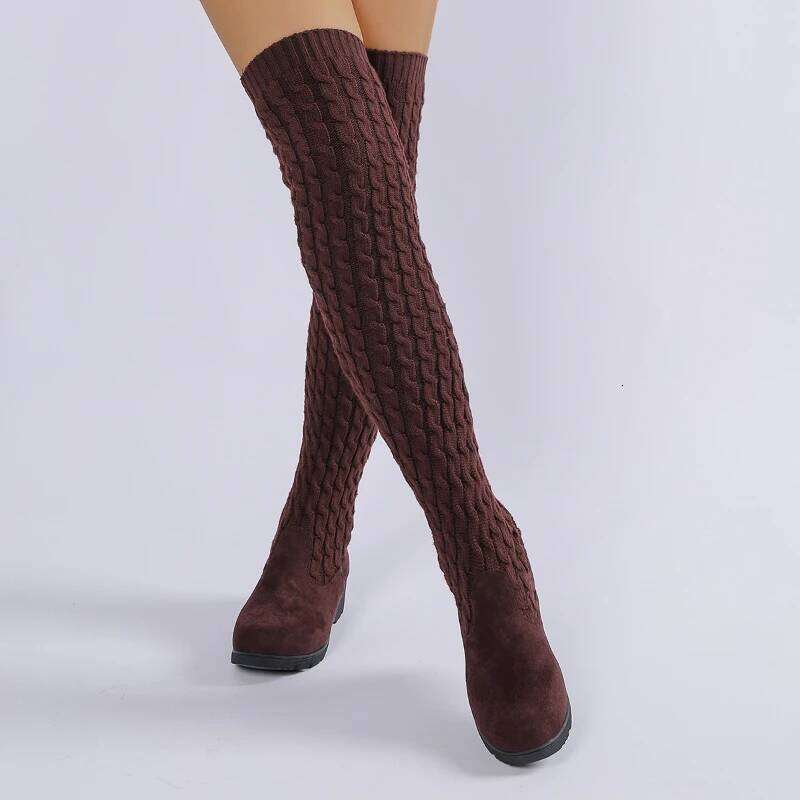 2025 Autumn New Women's Knitted Long Elastic Knee Fashion Letter Printed Socks Boots