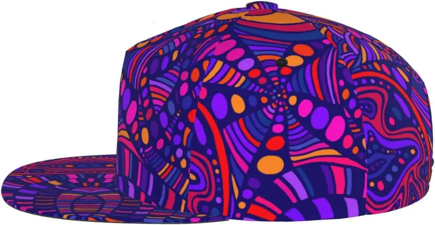 Funny Trippy Baseball Cap Men Women Rainbow Tie Dye Adjustable Snapback Flat Bill Hip Hop Hat S260306