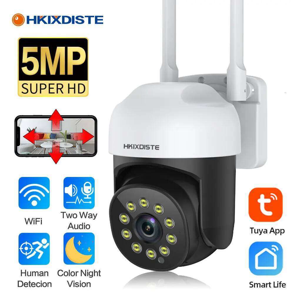 5MP Tuya Wireless Outdoor Full Color Night Cameras with Wifi 2-Way Audio IP Camera For Smart Home Security Protection 26W0306