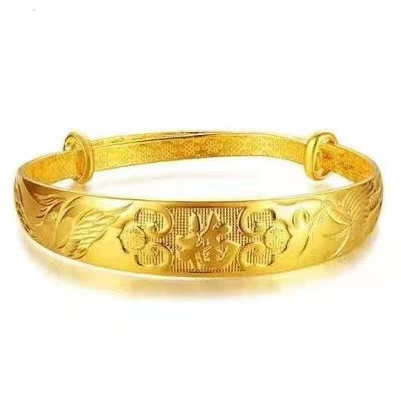 Women's Jewelry 10mm Wide Adjustable Push-Pull Bracelet Traditional Bangle Chinese Style Luxury Gift