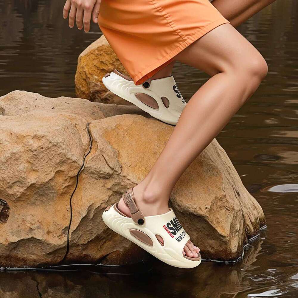 Litfun Thick Sole Summer Beach Bathroom Anti Slip Slipper Men Sport Slides Ultra Soft Light Letter Slippers