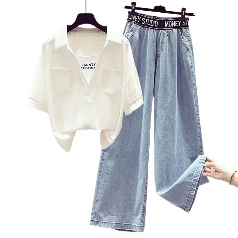 Weird 2 Piece Sets Woman Summer Spaghetti StrapsLong-Sleeve Shirt Streetwear Fashion Trend Chic Top Outfits 240808