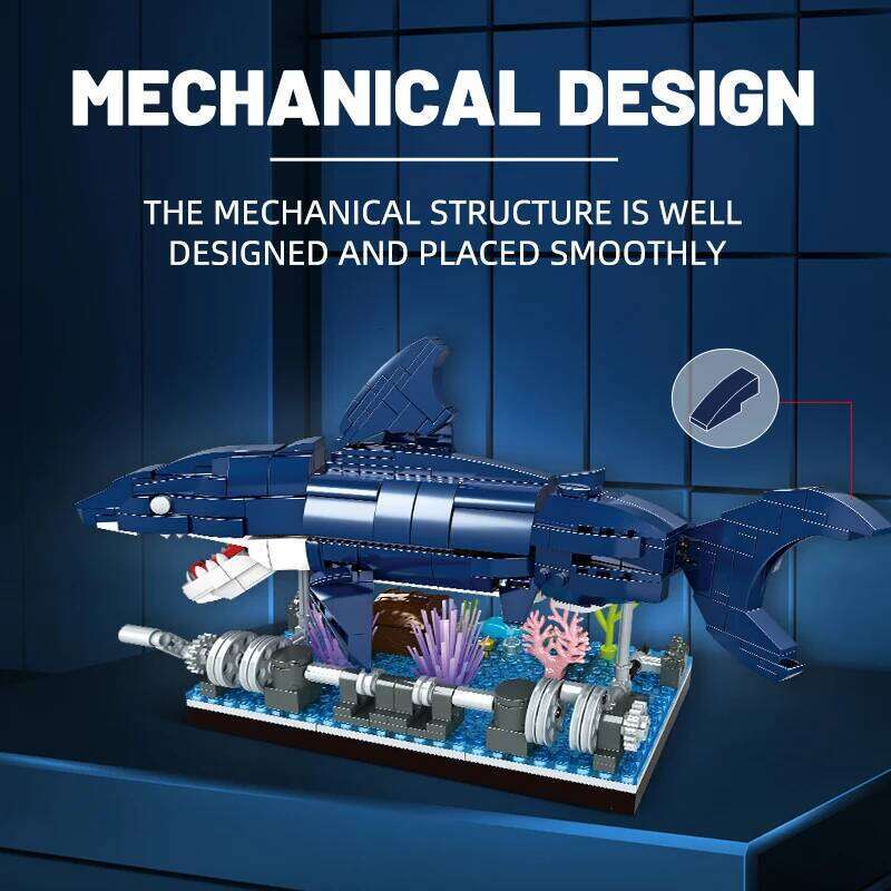 Ocean Shark Biology Building Block set, Marine animal building block toy home with display rack, birthday, holiday gifts Z260305