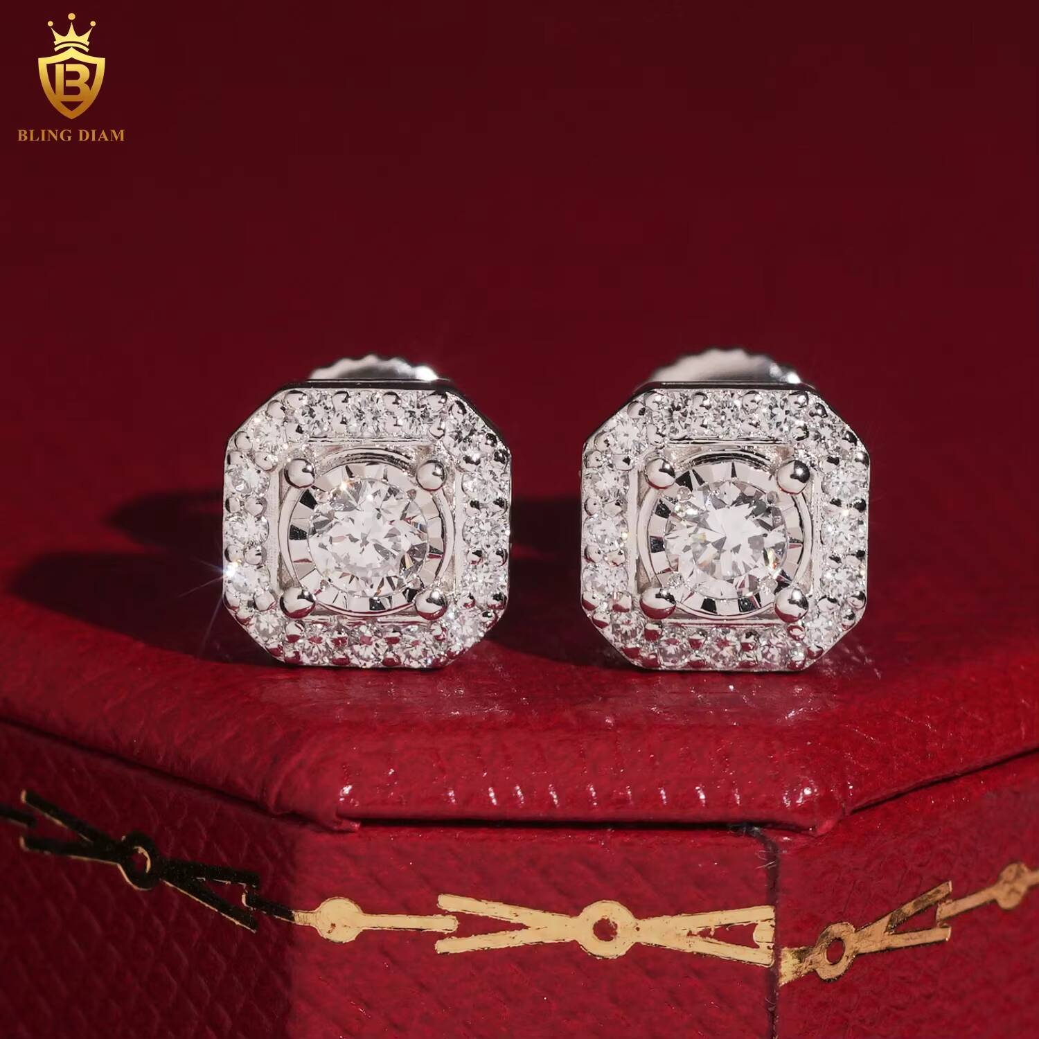 Hot Sale Fine Jewelry 925 Sterling Silver Diamond Lab Diamond Earrings Iced Out Jewelry Earrings Women with IGI Certification