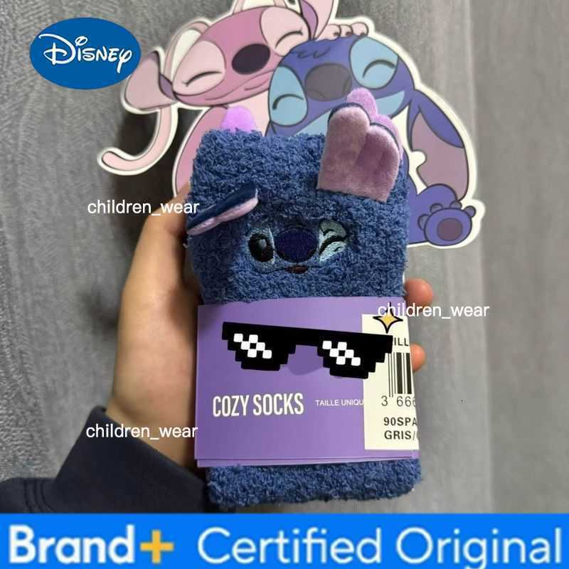 Disney Anime Stitch Angel Nick Wilde Judy Hopps Ugly Cute Coral Fleece Socks Warm Plush House Socks Winter Home Sleep Wear Gift H260306