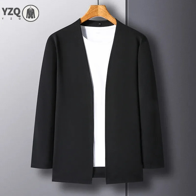 Mens Casual Solid Color Long Sleeved Cardigan Cloak Spring and Autumn Fashionable Comfortable Top 260306