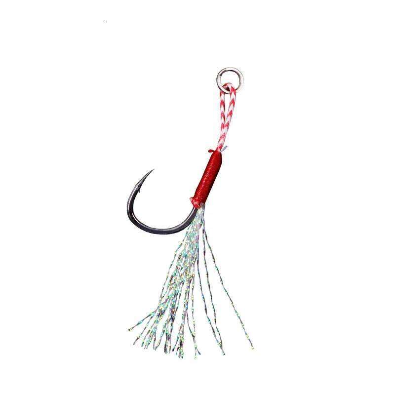 10/80pc Hooks10#-17# Assist Hooks Single Jig Fishhook With Thread Feather Luminous Barbed Sea Hook For Fishing Lure Y260305