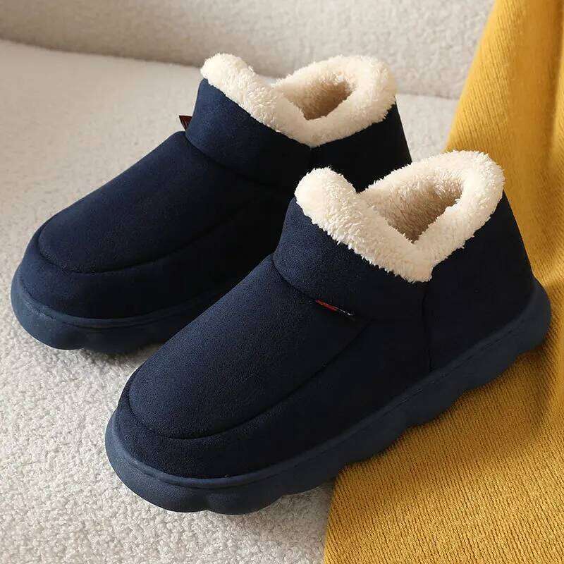Litfun Warm Fluffy Cotton Outdoor Antiskid Fur Plush Fashion Men Shoes Winter New Indoor Soft Sole Fuzzy House Slipper