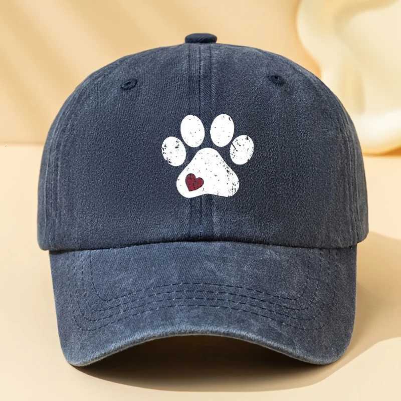 Dog paw print retro baseball cap mens and womens duckbill cap outdoor party camping trip sun hat truck driver S260306