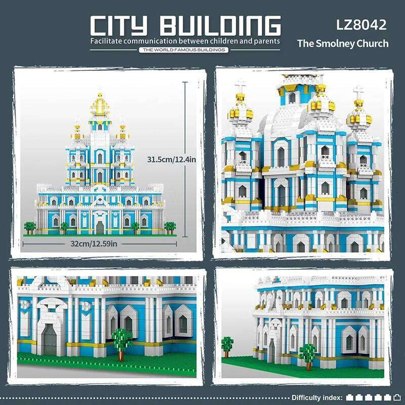 3737PCS Smolny Church Model Building Blocks World Famous Attractions Architectural Street View Bricks Kids DIY Toys Holiday Gift Z260305