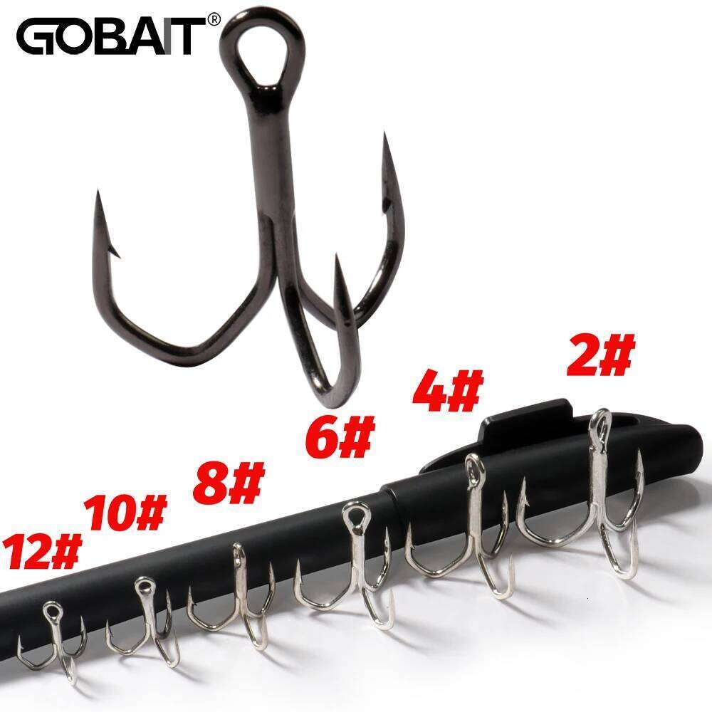 GOBAIT 30PCS Treble Hooks 2#-12# Fishhooks Angle Barbed Sharp High Strength Nickel Antirust Pesca Lure Fishing Tackle Fish Hook S260305