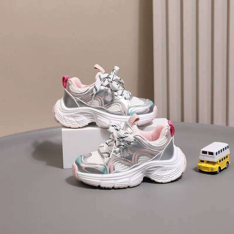 New Spring Children Mesh Breathable Toddler Girls Sport Shoes Outdoor Tennis Soft Sole None-slip Fashion Boys Sneakers 26Y0304